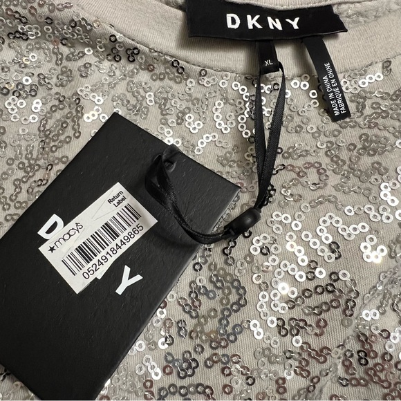 DKNY Women's Blouses silver Sequin Top Women XL NWT - Picture 8 of 8